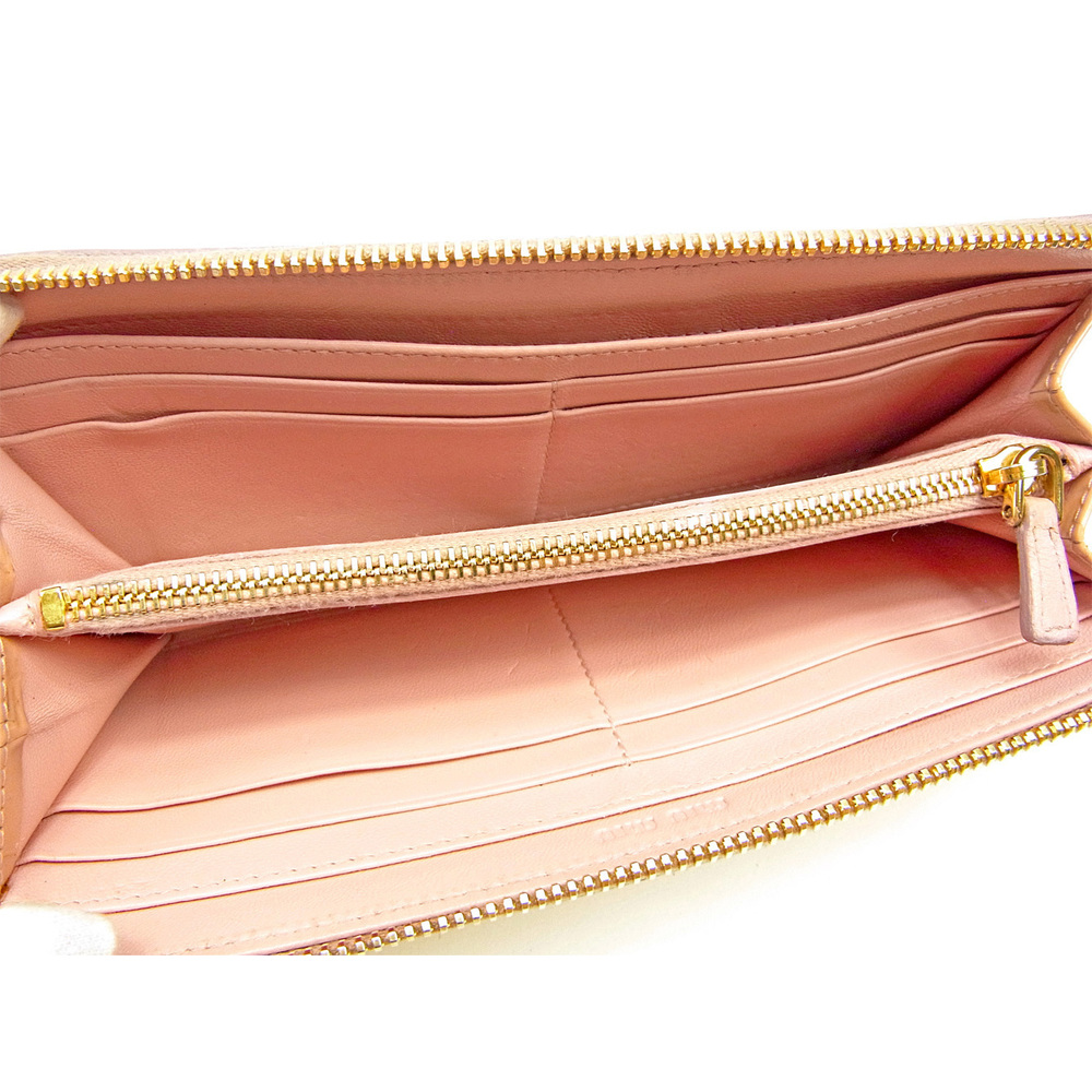 Miu Miu Long Wallet L-Shaped Ribbon Motif Pink En… - image 4